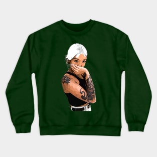 Young Asian Girl with Tattooed Arms Crewneck Sweatshirt